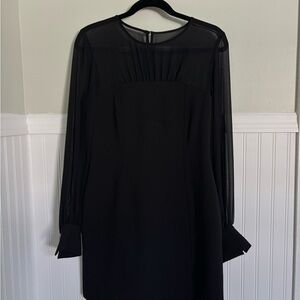 Anthropologie Black Sheath Dress with Bishop Sleeves